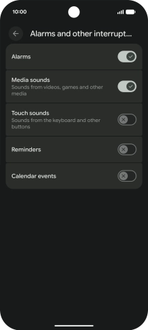 Press the required settings to turn sound and vibration for the selected functions on or off. Press the required settings to turn sound and vibration for the selected functions on or off.