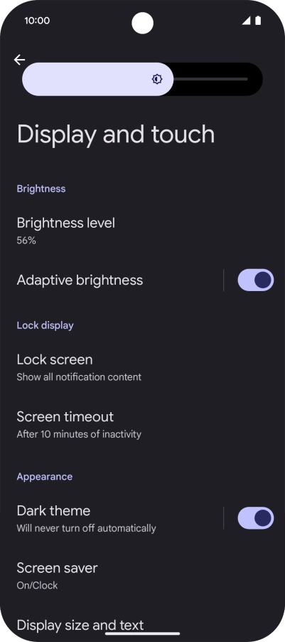 Drag the indicator right or left to set the brightness manually.