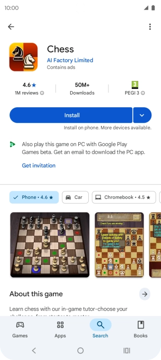 Press Install and follow the instructions on the screen to install the app.