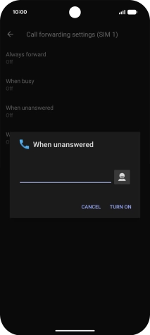 Key in +447836121121 and press TURN ON.