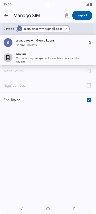 Press the required Google account.