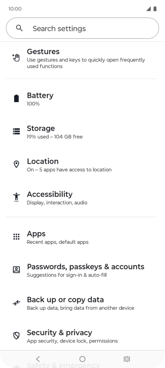 Press Security & privacy.