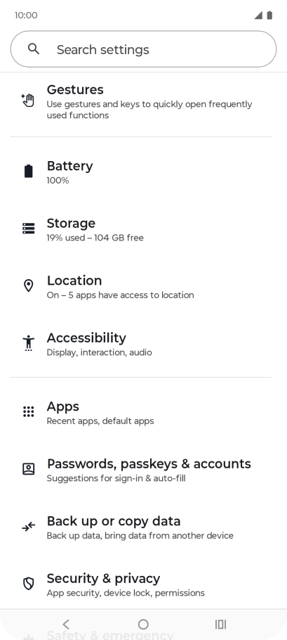 Press Security & privacy.