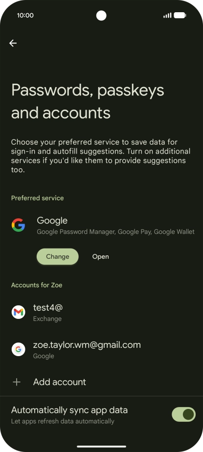 Press the required email account.