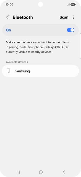 Press the required Bluetooth device and follow the instructions on the screen to pair the device with your phone.
