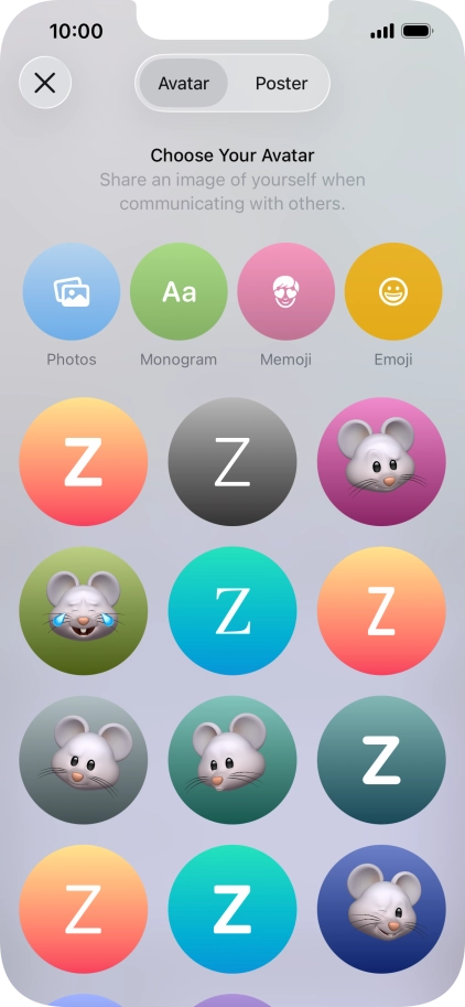 Press the required category and follow the instructions on the screen to select and save the required picture to your Contact Poster.