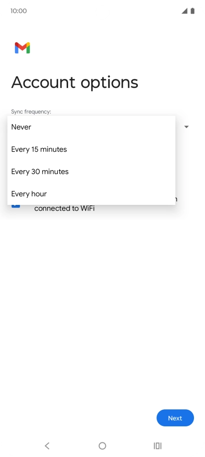 Press the required setting.