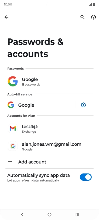 Press the required email account.