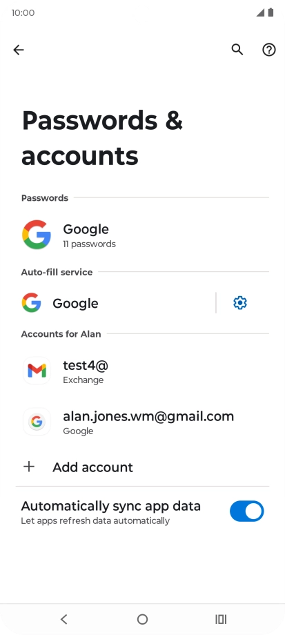 Press the required email account.