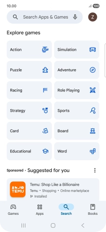 Press the search field.