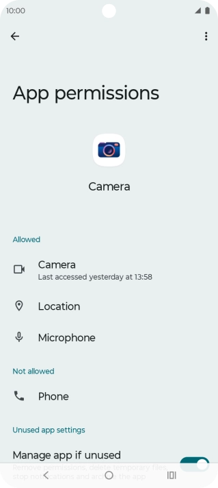 The app activity for the selected app is displayed.