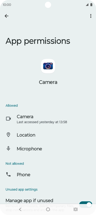 The app activity for the selected app is displayed.