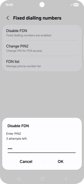 Key in your PIN2 and press OK.