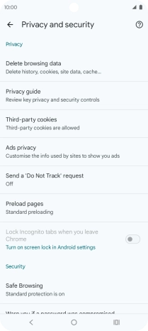 Press Delete browsing data.
