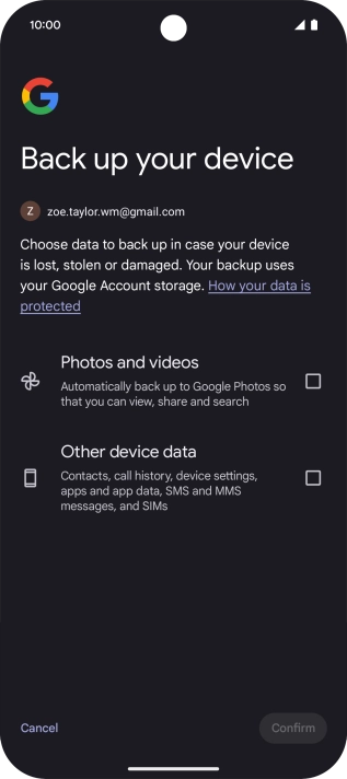 Press the fields next to the required data types to select them. Press the fields next to the required data types to select them.