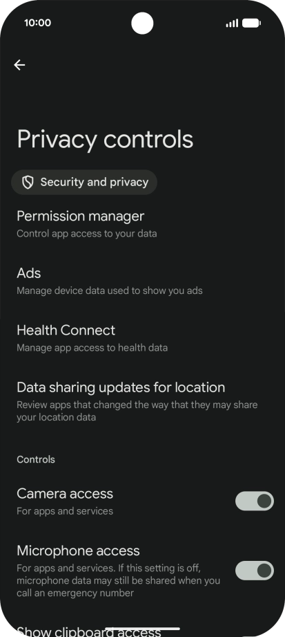 Press Permission manager.