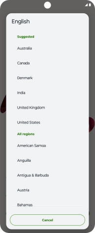 Press the required country or area. Press the required country or area.