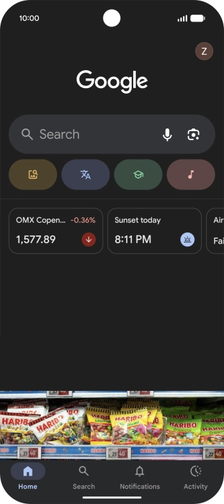 Press the profile icon. Press the profile icon.