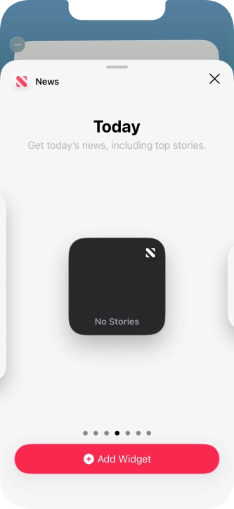 Slide your finger right or left on the screen to select the required widget size.