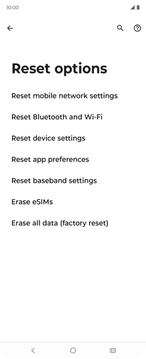 Press Erase all data (factory reset). Press Erase all data (factory reset).