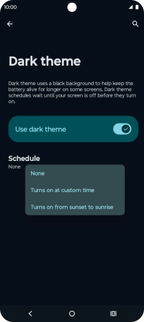 Press the required setting to turn the function on or off.