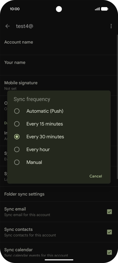 Press the required setting. Press the required setting.