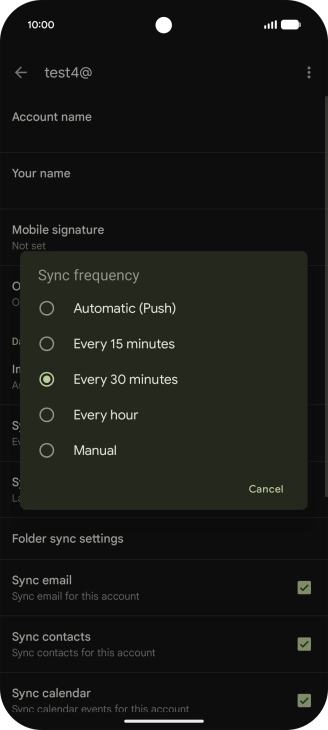 Press the required setting. Press the required setting.