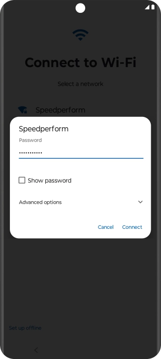Key in the password for the Wi-Fi network and press Connect.