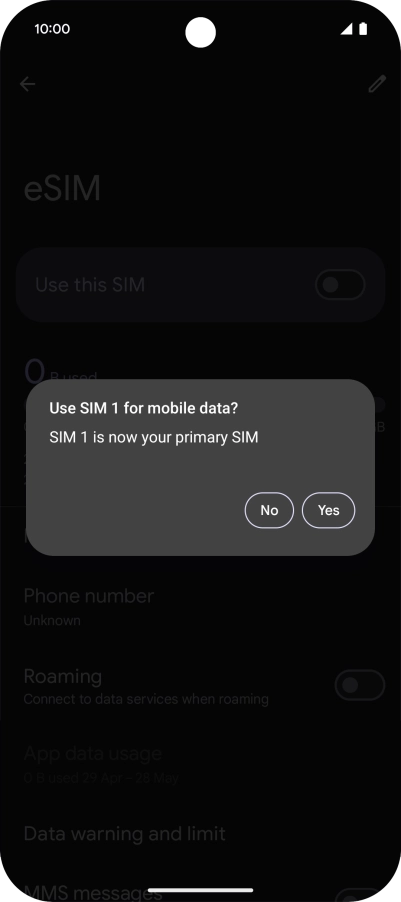 Press the required setting.