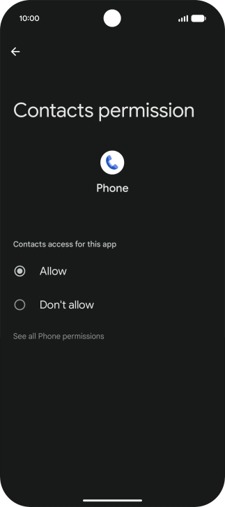 Press the required setting.