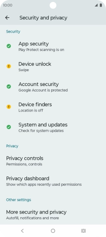Press More security and privacy.