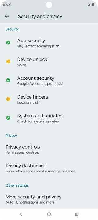 Press More security and privacy.