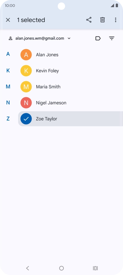 Press the required contact.