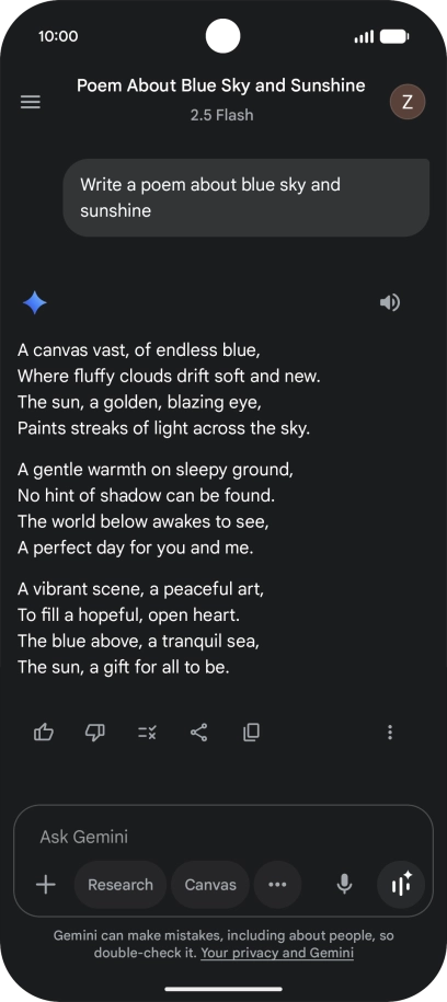 You can ask Gemini to generate a text based on your description. You can ask Gemini to generate a text based on your description.