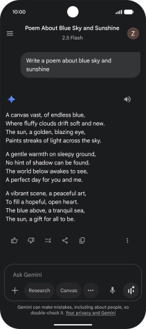 You can ask Gemini to generate a text based on your description. You can ask Gemini to generate a text based on your description.