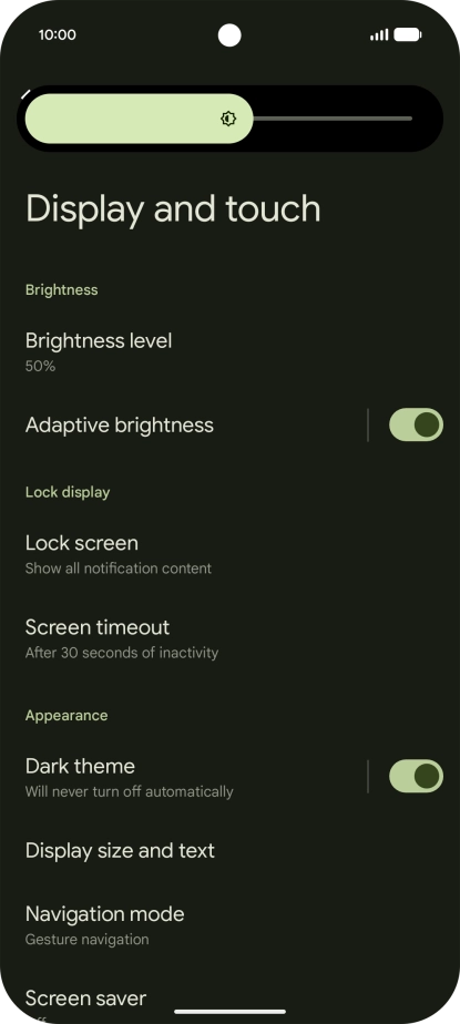 Drag the indicator right or left to set the brightness manually. Drag the indicator right or left to set the brightness manually.