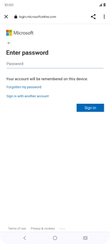 Press Password and key in the password for your email account.