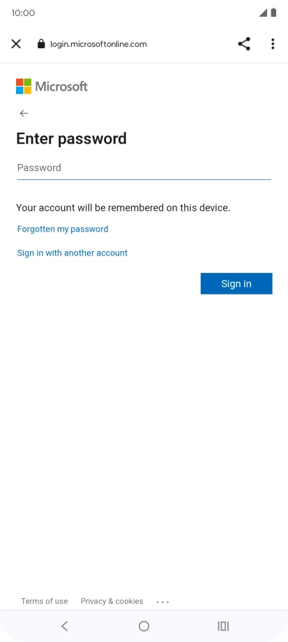 Press Password and key in the password for your email account.
