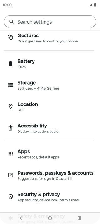 Press Security & privacy.