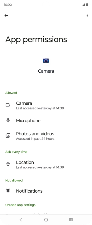 The app activity for the selected app is displayed. The app activity for the selected app is displayed.