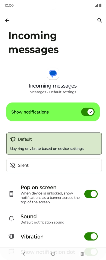 Press the indicator next to 