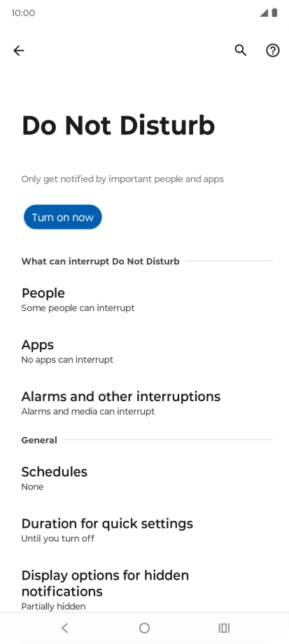 Press Turn on now to turn on the function. Press Turn on now to turn on the function.