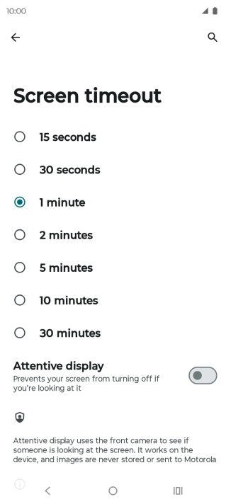 Press the required setting.
