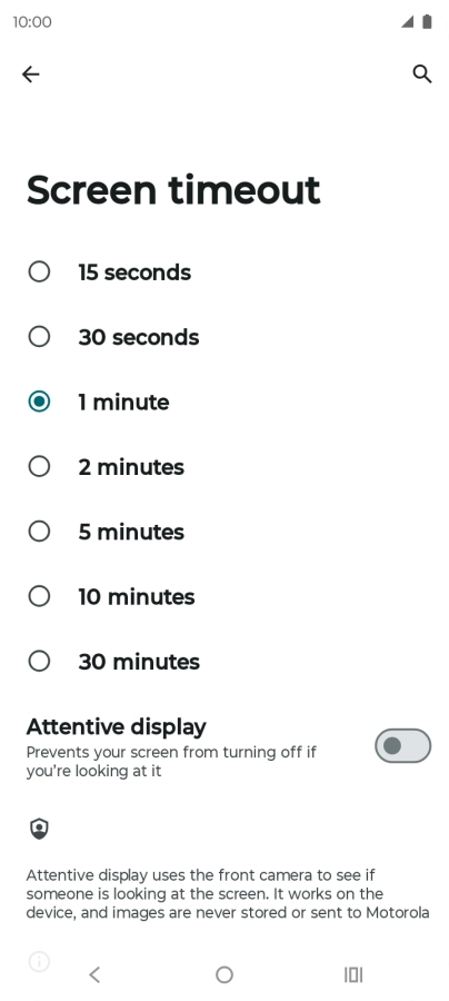 Press the required setting.