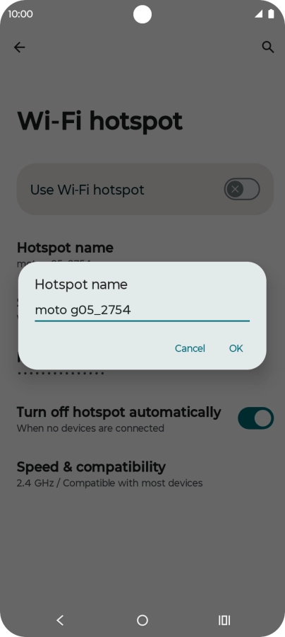 Key in the required Wi-Fi hotspot name and press OK.