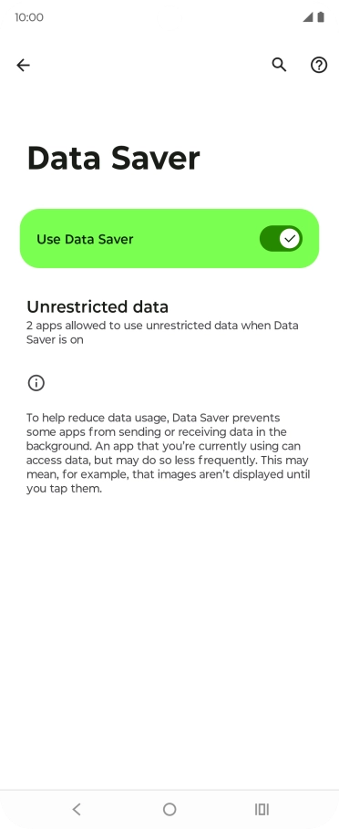 Press the indicators next to the required apps to turn the function on or off.