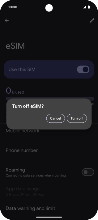 If you turn off use of the price plan, press Turn off.