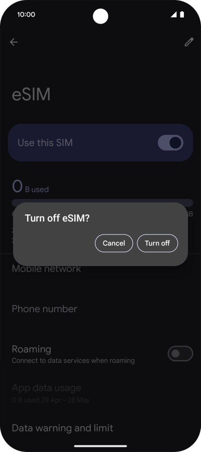 If you turn off use of the price plan, press Turn off.