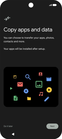 When this screen is displayed, your phone is ready to restore content from a Google One backup. When this screen is displayed, your phone is ready to restore content from a Google One backup.