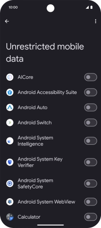 Press the indicators next to the required apps to turn the function on or off.